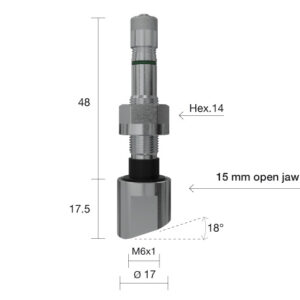 TPMS Alcoa Ventil 17.5-48xØ9.7mm Sensor vinkel 18°