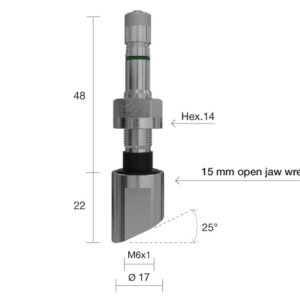 TPMS Alcoa Ventil 22-48xØ9.7mm Sensor vinkel 25°